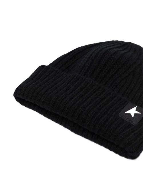Golden Goose Star Patch Ribbed Beanie nero Golden Goose | GUP01035P00060190100 BLACK